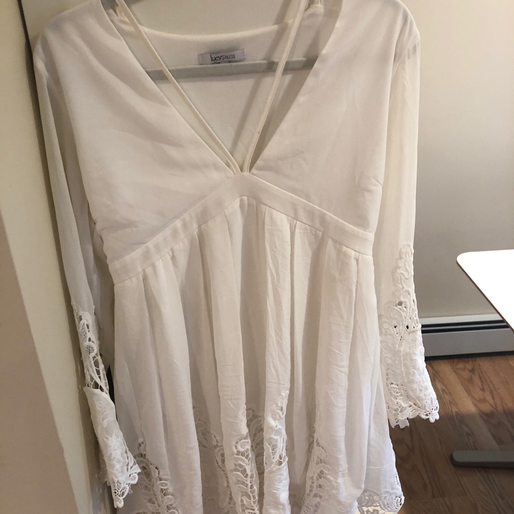 White Lace Detail Dress